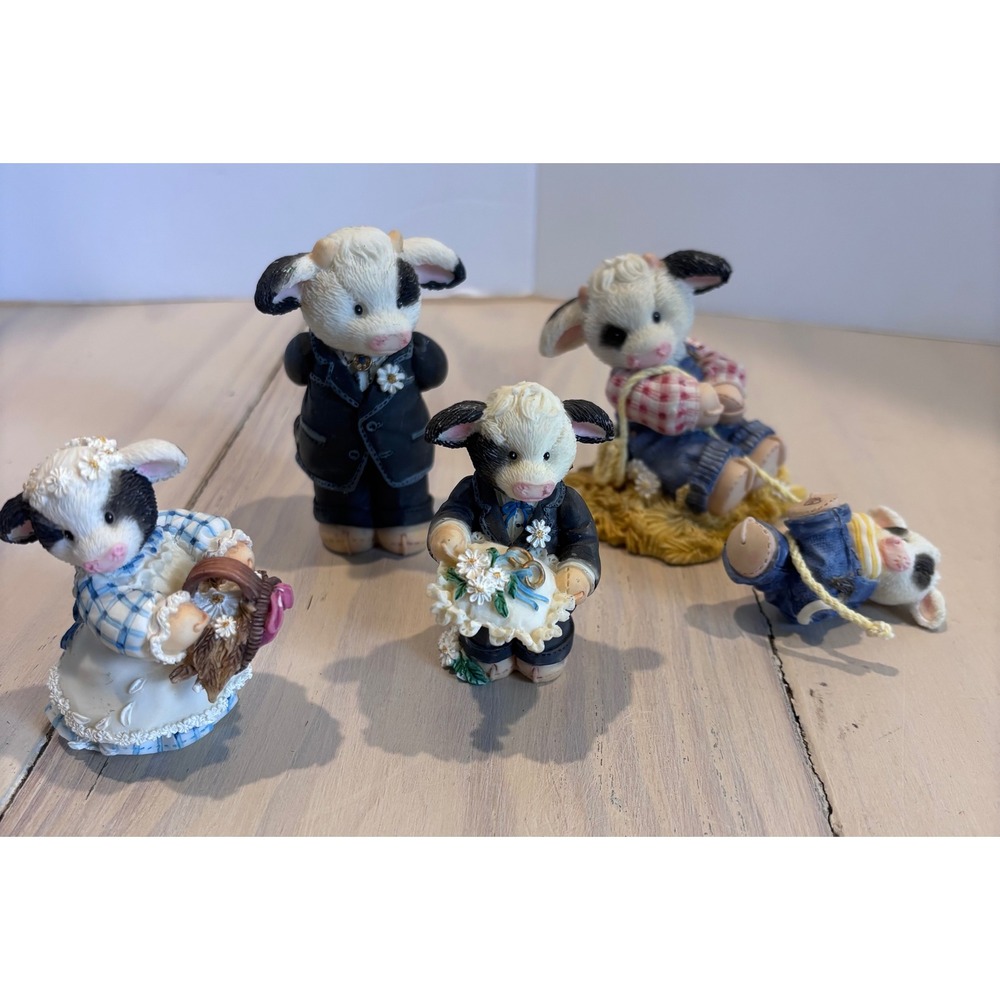 Enesco Mary's Moo Moos Cow Figurines Lot of 4 Wedding Country Core Vintage 90s